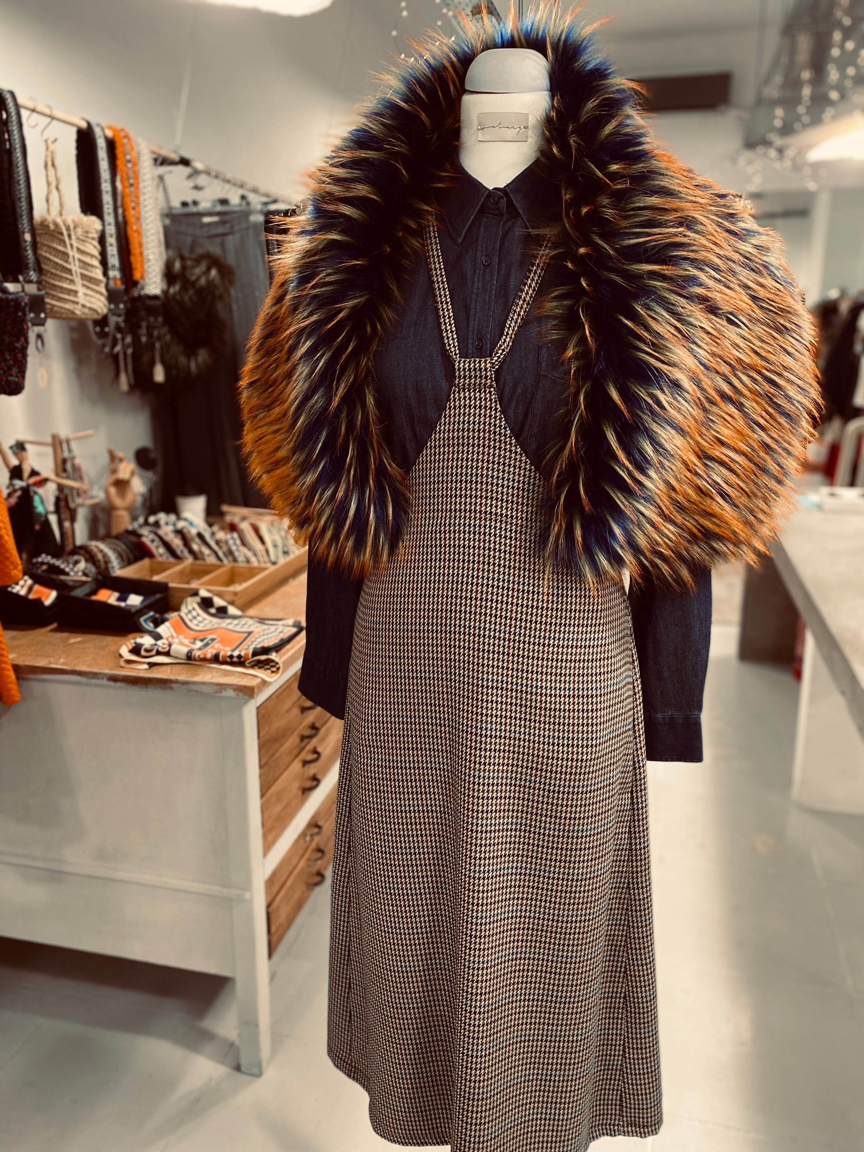 Dress With Straps In Pied-de-poule