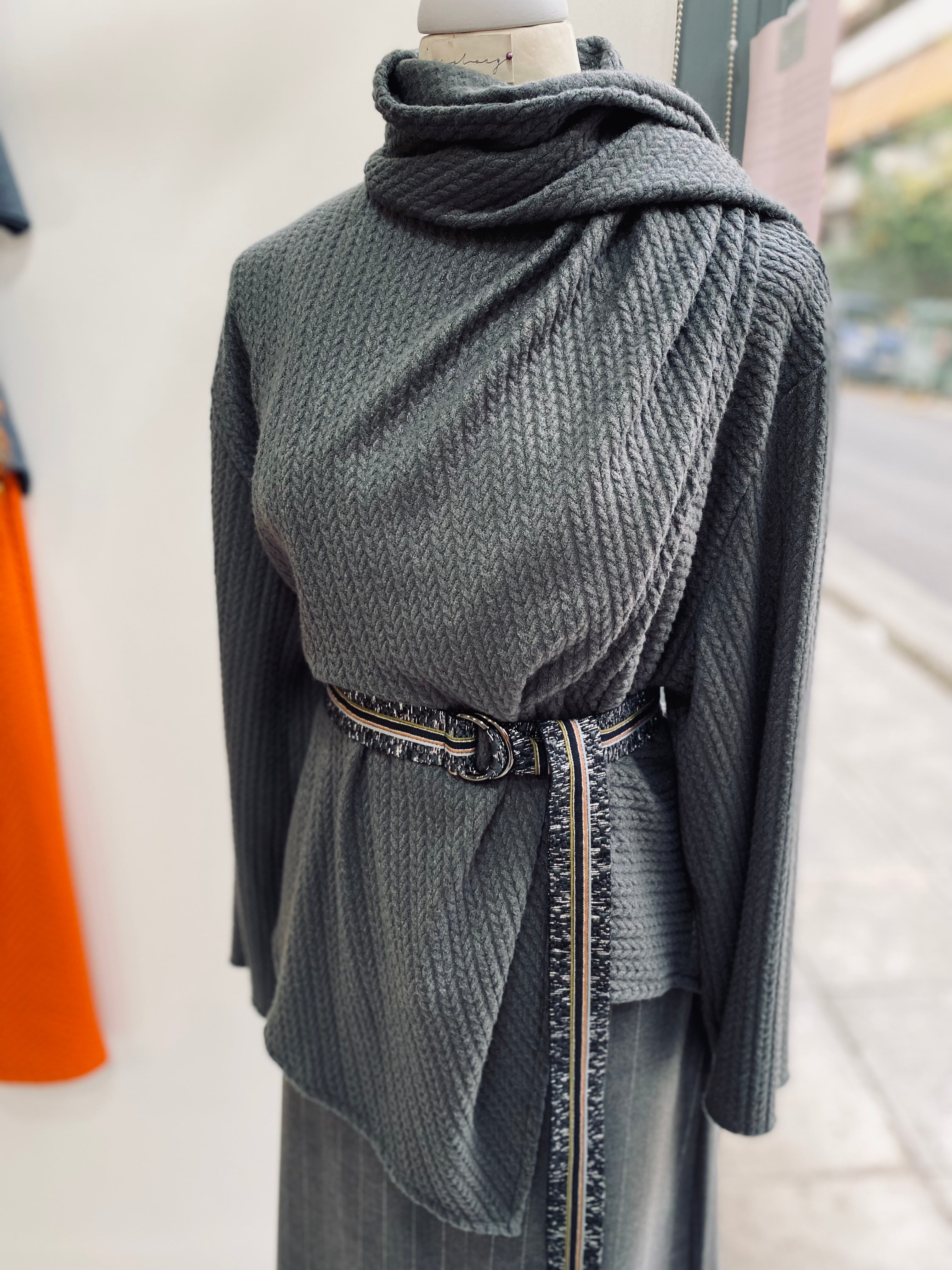 Anthracite Knit Cape Top