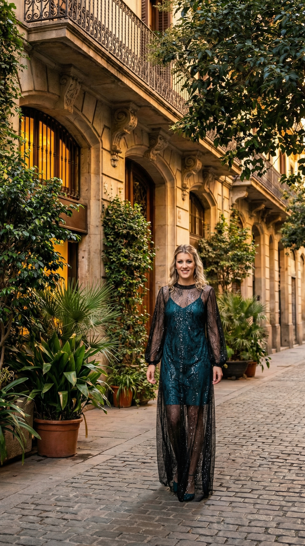 Maxi French Lace Dress In Black