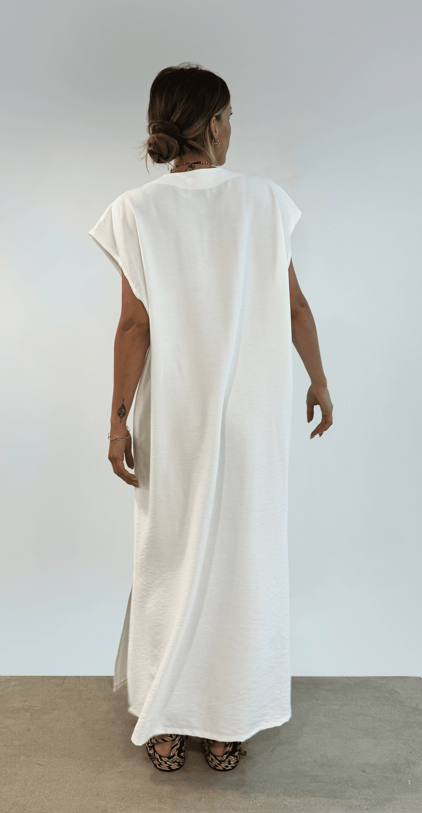 Maxi Linen Blend Dress (Off White)