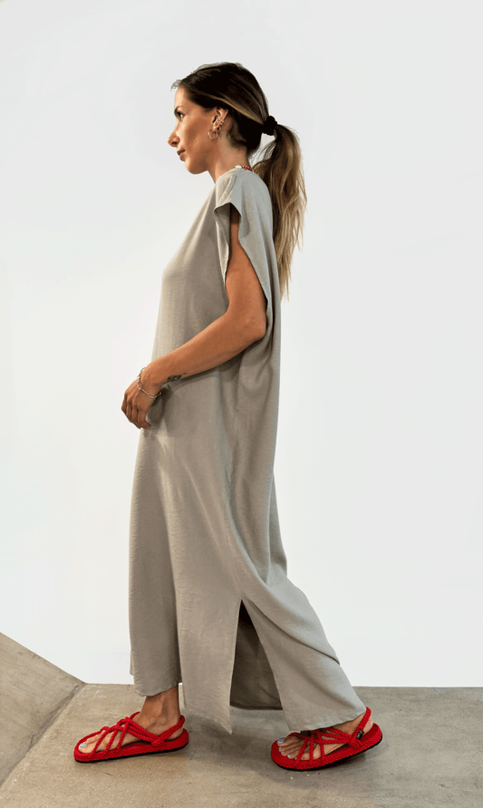 Maxi Linen Blend Dress (Ice Grey)