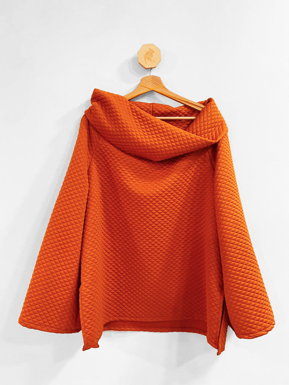 Orange Capitone Top With Wide Neck