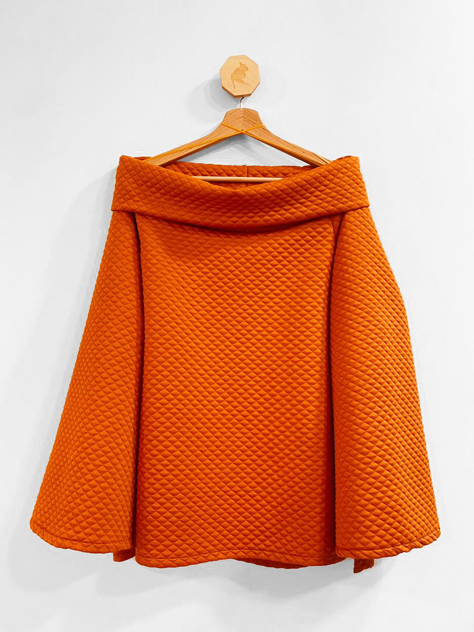 Orange Capitone Top With Wide Neck