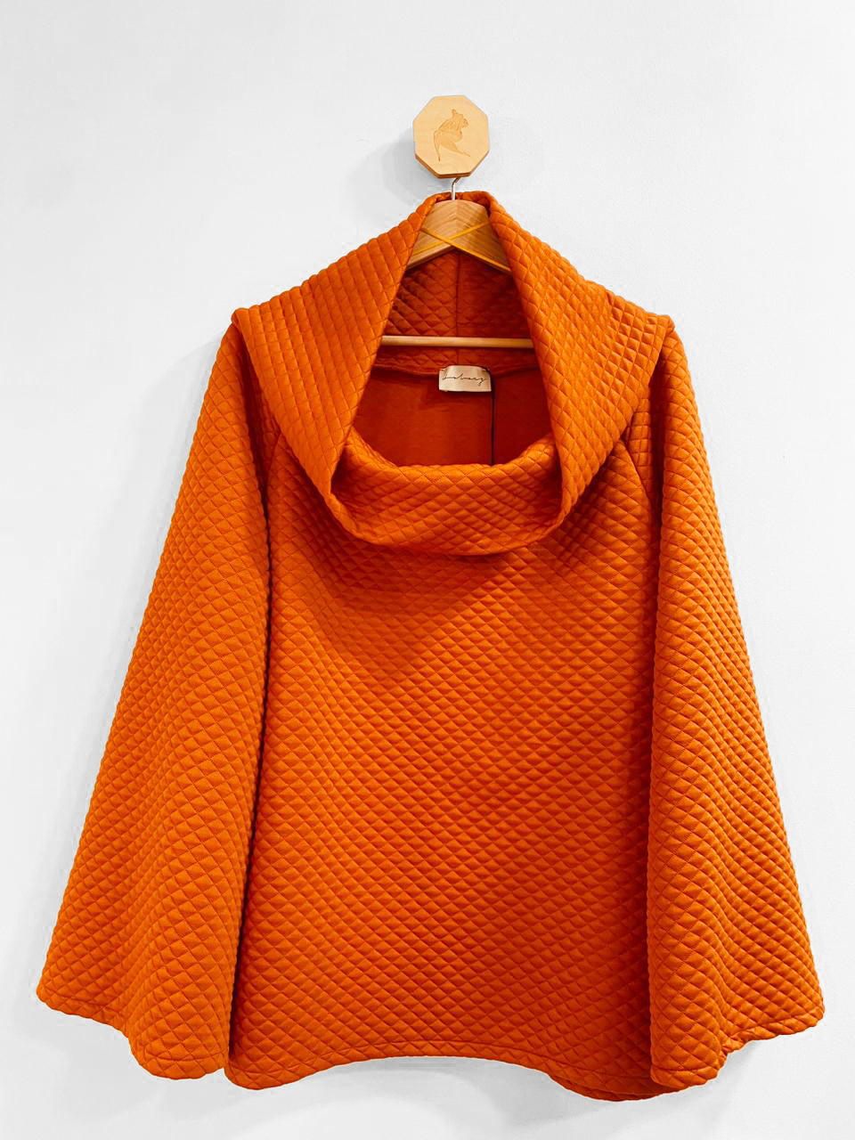 Orange Capitone Top With Wide Neck