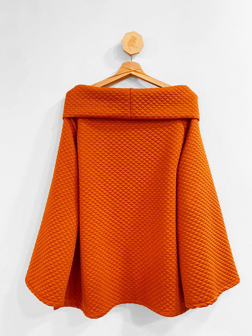 Orange Capitone Top With Wide Neck
